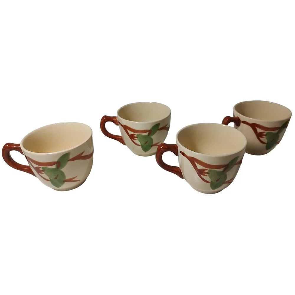 Vintage Franciscan Apple‎ Pattern Coffee Mug Teacups Ceramic 2.75 in Set of Four